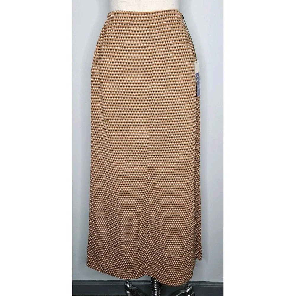 VTG 1970s NWT Dalton Brown Orange Plaid Maxi Skirt